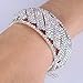 EleQueen Women's Austian Crystal Cuff Bangle Bracelets Open End Wide Bridal Bracelet Iridescent Clear AB