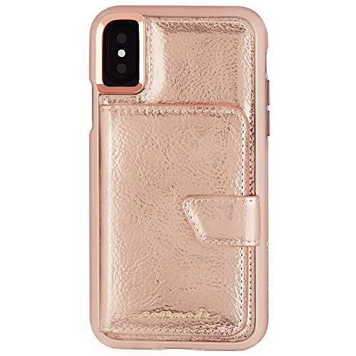 Case-Mate iPhone X Case - Compact Mirror -Rose Gold - Holds 4 Cards - Protective Design for Apple iPhone 10 - Rose Gold