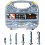 T. K. Excellent Heavy Duty Zinc Plated Steel Molly Bolt Hollow Drive Wall Anchor Screws Set for Drywall,Multiple Sizes Assortment Kit, 68 Pieces