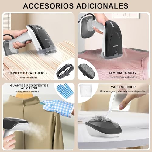 300ml Vaporizador para Ropa,2000W 2 en 1 Alta Potencia Planchas de Vapor para Ropa,Vaporizador de Mano para Planchar y Eliminar Arrugas,con Placa de Cerámica de Calentamiento Rápido Hogar y Viaje