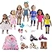 ZWSISU 18 inch Doll Clothes Gift Girls - Include 7 Set Toys Doll Outfits + 2 Pairs Shoes Accessories Gift Box fit American 18 inch Girl Dolls
