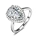 UMODE Teardrop Halo Pear Cut 4 Carat Cubic Zirconia CZ Engagement Wedding Ring for Women