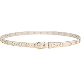 JASGOOD Women Studded Belt Skinny Leather Belt Ladies Thin Waist Belt Fashion Leather Belt for Jeans Pants Dress