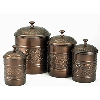 Old Dutch International 811 Copper Old Dutch Antique Heritage Canister 4 Piece Set