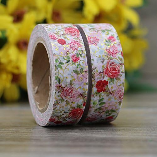 2pcs Red Flower Foil Washi Tape Japanese Paper 10m Kawaii Scrapbooking Tools Masking Tape Photo Album Decorative Stationery Tapes