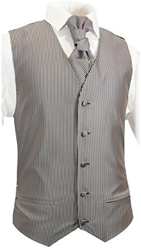 Paul Malone Wedding Vest Set Silver Black S