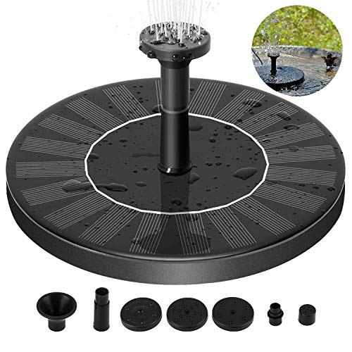 FITNATE Solar Fountain Pump, Solar Garden Water Pump,1.4W,6 Spray Nozzle Solar Panel, Constantly Effluent Waterproof Outdoor Water Pump for Pond, Pool, Garden, Fish Tank, Aquarium
