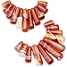 SUNYIK Sardonyx Agate Loose Bead,for Jewelry Makings,Bar Shileds Stone,11Pcs/Set