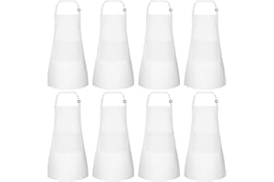 Morcheiong 8/12/24 Pack Adjustable Kids Apron Bulk with 2 Pockets Toddler Apron Kids Painting Aprons for Baking Painting