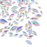 Hicarer AB Clear Acrylic Gems Horse Eye Artificial Crystal Buttons Sew On Flatback Rhinestones for Clothing Decorations, 150 Pieces