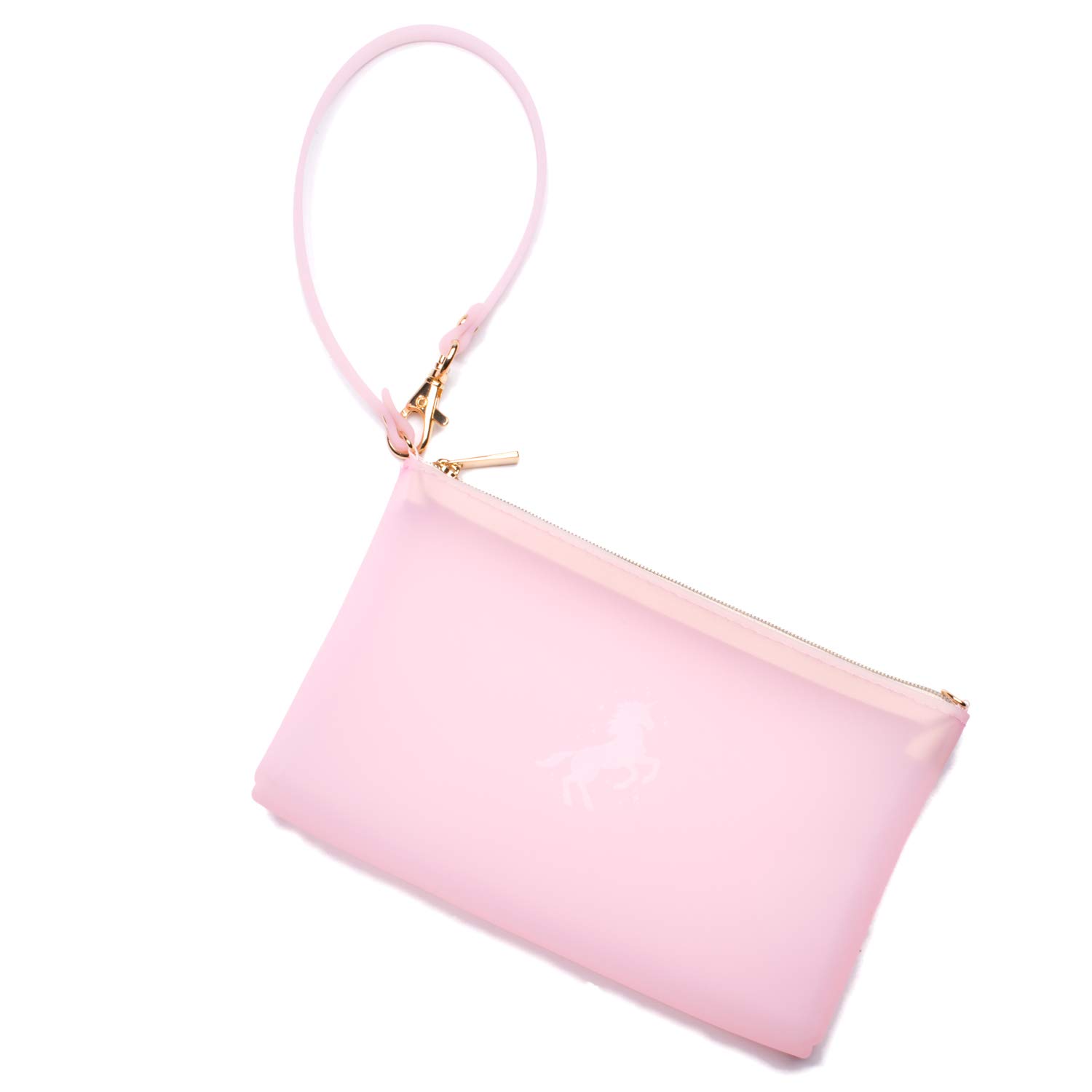 Wristlet by Pudinbag for Women | Zipper Phone Wristlet | Beach Pouch | Water Resistant Silicone | Semi-transparent | Vegan, Pink, Minimalist