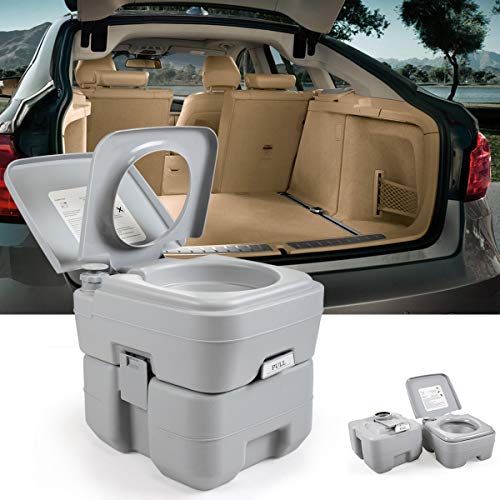 thegreatshopman 20L 5.3 Gallon Portable Travel Toilet Mobile Camping Outdoor/Indoor Commode Potty Gray