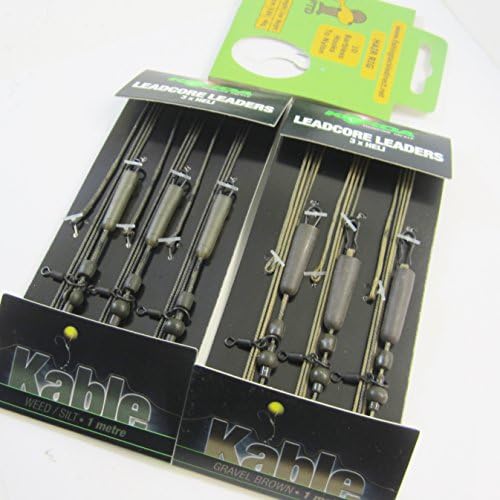Fishing Tackle Direct FTD - 6 Rigs (2 Packs of 3) of KORDA Ready Tied 1m LEADCORE LEADERS - 3 x HELI KABLE (Available in Weed/Silt & Gravel Brown) also comes with 10 FTD Hooks to Nylon