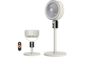 FECULS OFFICIAL 100ft CirculAir Oscillating Standing Fan for Bedroom, Quiet Pedestal Floor Fan with 17"-37.8" Adjustable Height, AC Motor, Ultra Quiet 36-50dB, Touch & Remote Control, 3 Speeds, 12H Timer