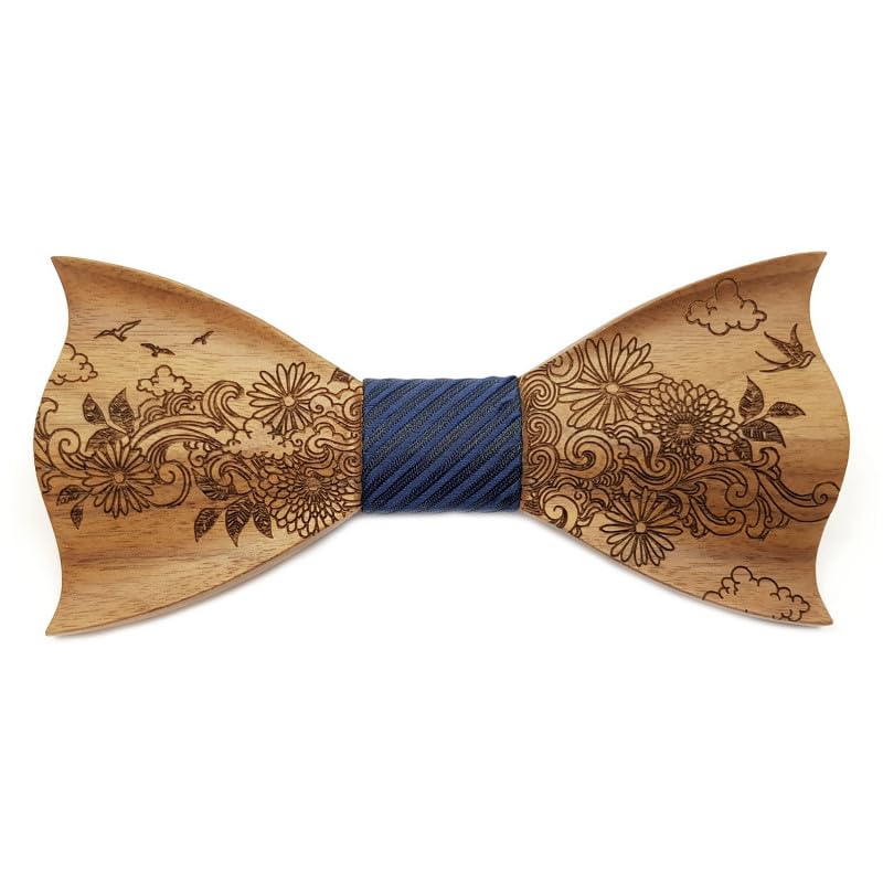 Gaston et Ferdinand - Bow tie 3D Wood Decor Floral Nature - N01