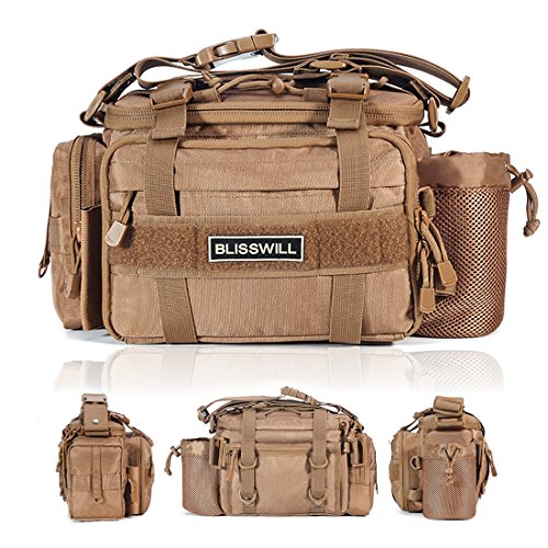 BLISSWILL Portable Outdoor Fishing Tackle Bags Waist Fishing Bag Fishing Gear Storage Bag Water-Resistant Multifunctional Bag Fly Fishing Bag Durable Handbag Bags for Fishing(Khaki Larger)