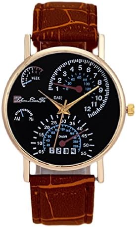 Men's Leather Band Analog Quartz Business Wrist Watch