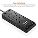 Poweradd 8-Outlet Surge Protector Power Strip 2500W with 4 Smart USB Charging Ports (5V/5A) and 6ft Heavy Extension Cord, 4500 Joules - Black