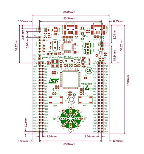 waveshare STM32 Discovery Kit for STM32 F3 Series with STM32F303 MCU STM32F3DISCOVERY On-Board ST-Link/V2 Cortex-M4 STM32 Development Board