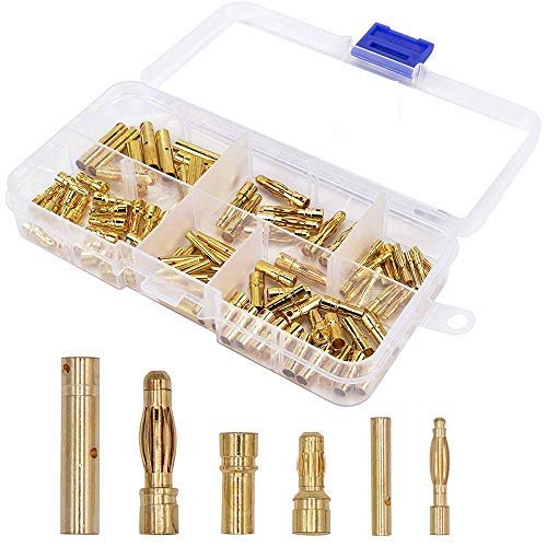 GTIWUNG 120Pcs 2mm 3.5mm 4mm Female Male Gold Banana Bullet Connector Plug for RC Battery ESC Motor Wire Plug