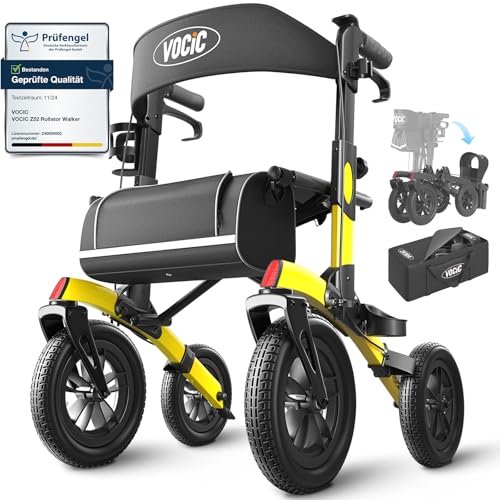 VOCIC Rollator Faltbar und Leicht mit Sitz Z52 Outdoor Walker Allen Gelände