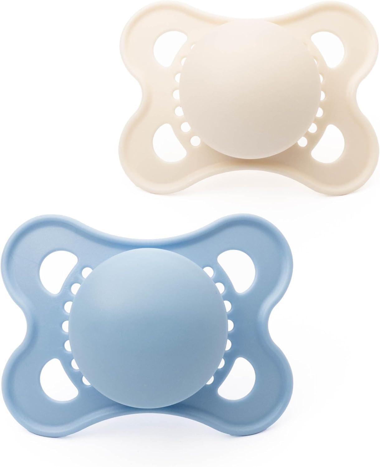 MAM Original Soothers | 0-6 Months | 2 Pack | Comes in Dummy Steriliser Case | Sustainable Materials | Baby Accessories for Newborn | Blue/Cream (Various Designs)