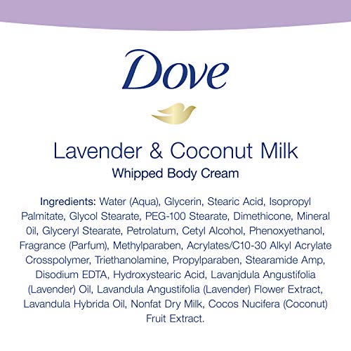 Dove Whipped Body Cream Dry Skin Moisturizer Lavender and Coconut Milk
