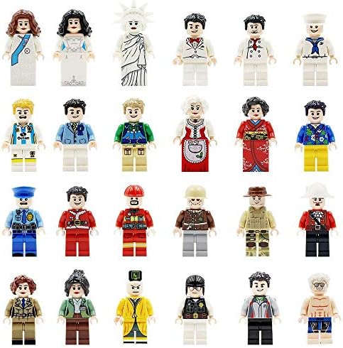X Homes 24 Pcs Minifigures Set of Professions, Building Bricks of Community People from Different Industries Complete, Building Blocks Kids Educational Toy Gift