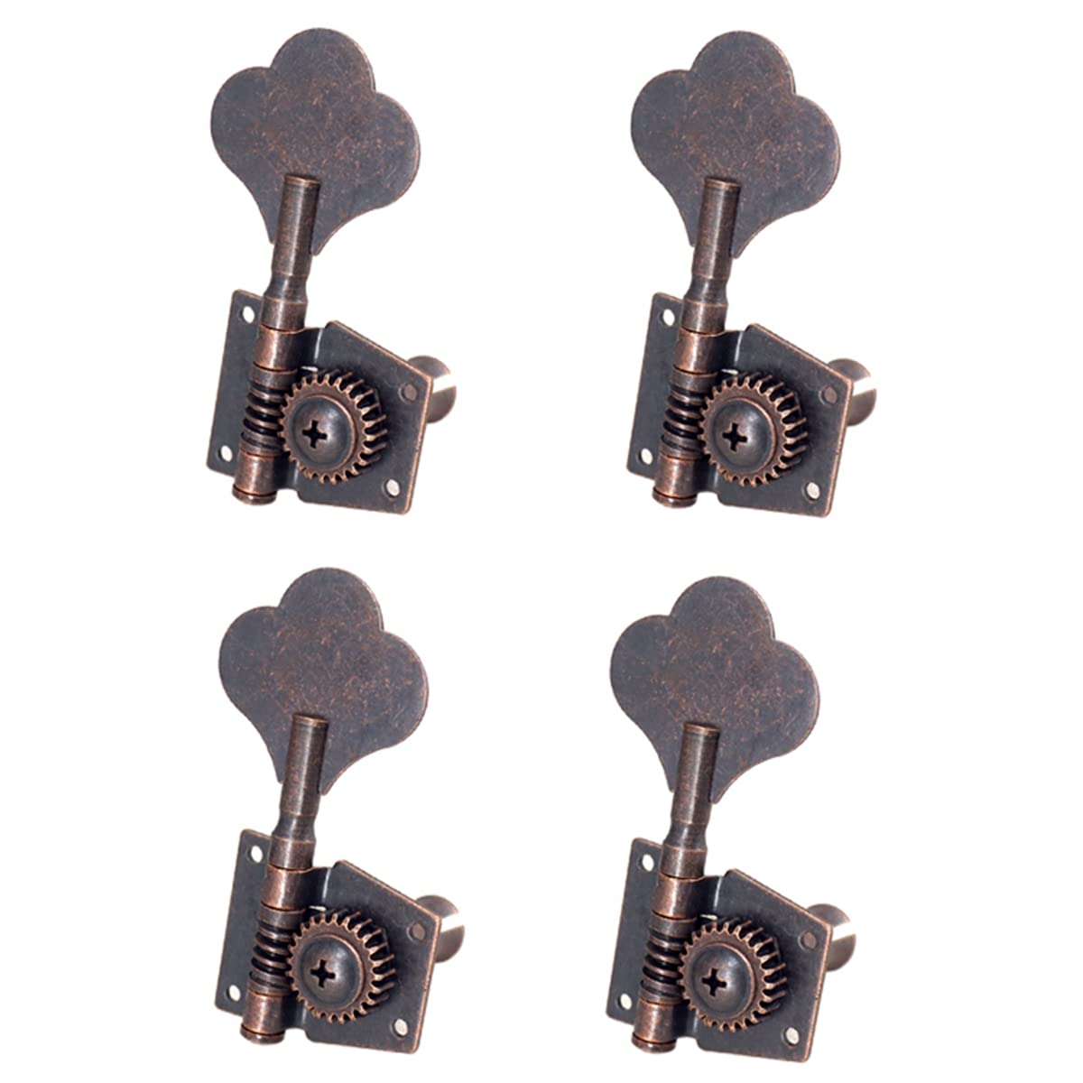 Wanjorlay Guitar Vintage Open Guitar Tuning Key Pegs Machine Heads Tuner 4R for 4 Strings Red Bronze