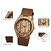 CUCOL Wooden Watches for Men Fashion Casual Watch Brown Cow Leather Strap Wood Watch with Box (Stripe)
