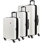 SwissGear 8018 Hardside Expandable Luggage with Spinner Wheels, White, 3-Piece Set (20/24/27)