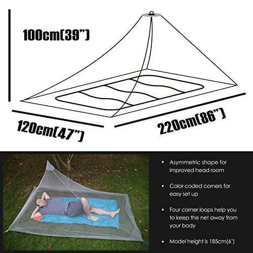DIMPLES EXCEL Mosquito Net for Single Camping Bed - 250 Holes per Square Inch, Compact and Lightweight
