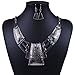 QIYUN.Z (TM) Women's Chunky Bold Square Bib Statement Chain Link Collar Necklace Earrings Set