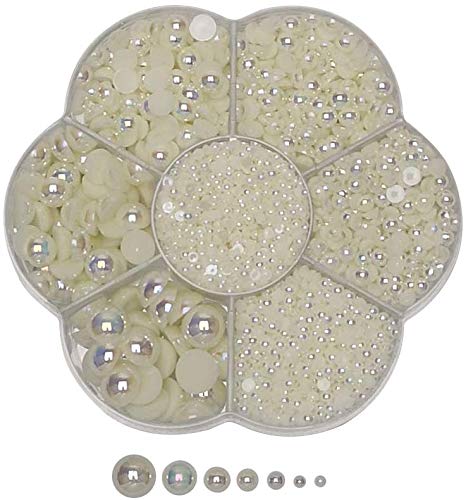 Chenkou Craft 3000PCS 1 Box Beige Round Flatback Half Pearls Bead Loose Beads Gem (Beige Half Ball)