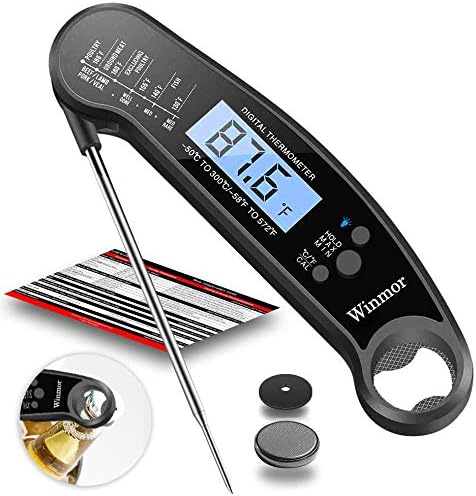 Upgraded 2020 Version Digital Meat Thermometer for Grill and Cooking, 2S Best Super Fast Instant Read Waterproof Kitchen Thermometer Probe for Food, Candy, Liquids, Grilling, Beef, Bread, Cakes, BBQ