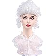 KiyaCos Mrs Santa Claus White Wigs with Bun Curly Old Women Lady Christmas Costume Party Cosplay Wigs