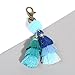 Artilady Pom Pom Tassel keychain - Women's Novelty Keychains For Purse Bag Charm, Unique Gifts For Girls Jewelry (Blue)