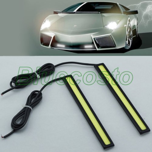 AODE 2x (Black Frame) Car Vehicle COB White LED DRL Daytime Running Light Fog Lamp Driving Bulbs Waterproof 130031