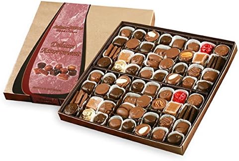 Anthony Thomas, Milk and Dark Chocolate Deluxe Assortment, Milk and Dark Chocolate, Soft Centers, Nuts, Toffee and Caramels, Gift Box (64 Pieces)