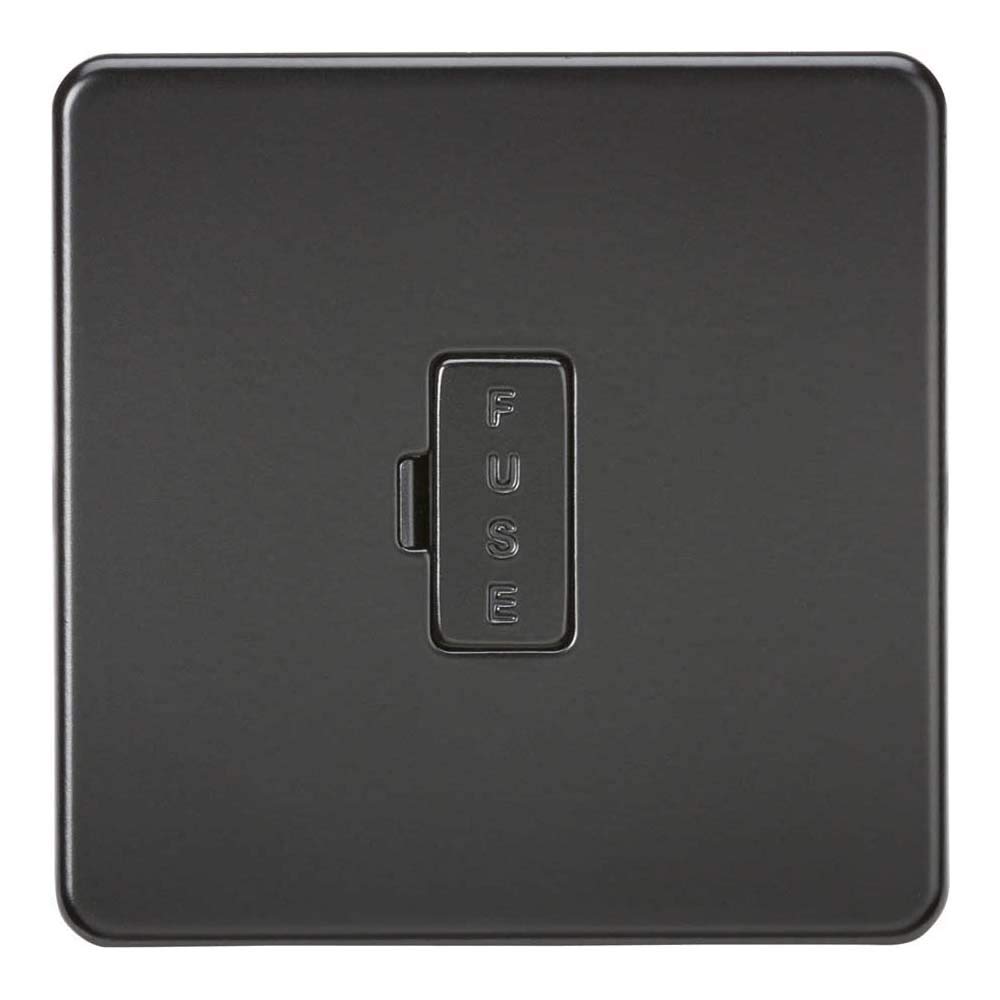 Knightsbridge SF6000MBB Screwless 13A Fused Spur Unit, 230 V, Matt Black