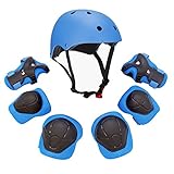 Kids Youth Sports Protective Gear Set with Helmet Elbow Knee Wrist Safety Pad Safeguard for Rollerblading Bicycle BMX Bike Skateboard Hoverboard and other Extreme Outdoor Activities (Blue)