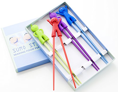 Sumo Sticks Chopsticks Utensil Set - For Kids and Adults - Learn How to Use Chopsticks - Have a Picky Eater, Make Dinner Time FUN. Training Chop Sticks / Chopstick Set.