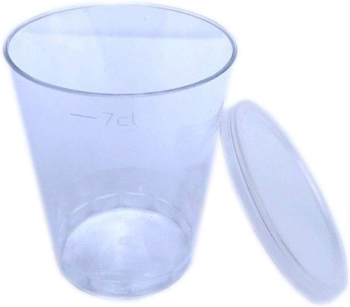 80ml Plastic Shot Glasses & Lids (Pack of 25)