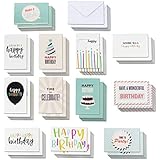 120-Pack Happy Birthday Cards - Includes 12 Colorful Designs with Party Hats, Balloons, Candles, Birthday Cake, 10 of Each, Bulk Box Set Variety Pack with Envelopes Included, 4 x 6 Inches