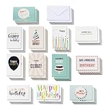 120-Pack Happy Birthday Cards - Includes 12 Colorful Designs with Party Hats, Balloons, Candles, Birthday Cake, 10 of Each, Bulk Box Set Variety Pack with Envelopes Included, 4 x 6 Inches