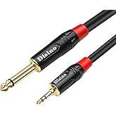 Disino 1/4 inch TS to 1/8 inch TRS Cable, 1/4" TS Mono to 1/8 inch(3.5mm) TRS Stereo Interconnect Adapter Cable,Mono to Stereo Patch Cord- 3.3 Feet /1 Meter