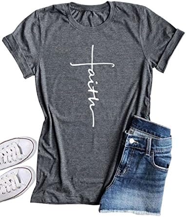 SFHFY Women Faith Letters Print Racerback Tank Tops Tees Sleeveless T-Shirts Cami Tees