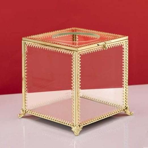 YR&JY Claro Vidrio Cubierta De La Caja De Papel Tissue Box,Rectangular