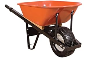 A.M. Leonard 6-Cubic-Foot Steel Tray Wheelbarrows (Steel Handles, Flat-Free Tire)
