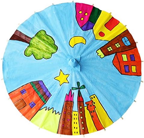 5 Pack Paper Parasols Kids DIY Umbrella Wedding Decoration Bridal Favor Photo Prop - White